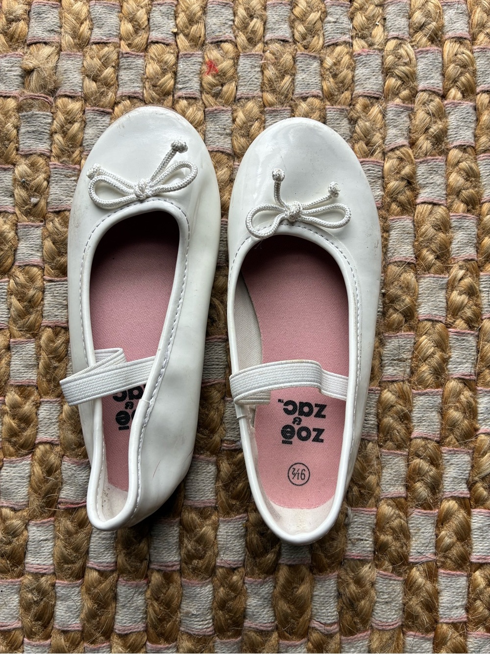 White Ballet Flats with Pink Insole